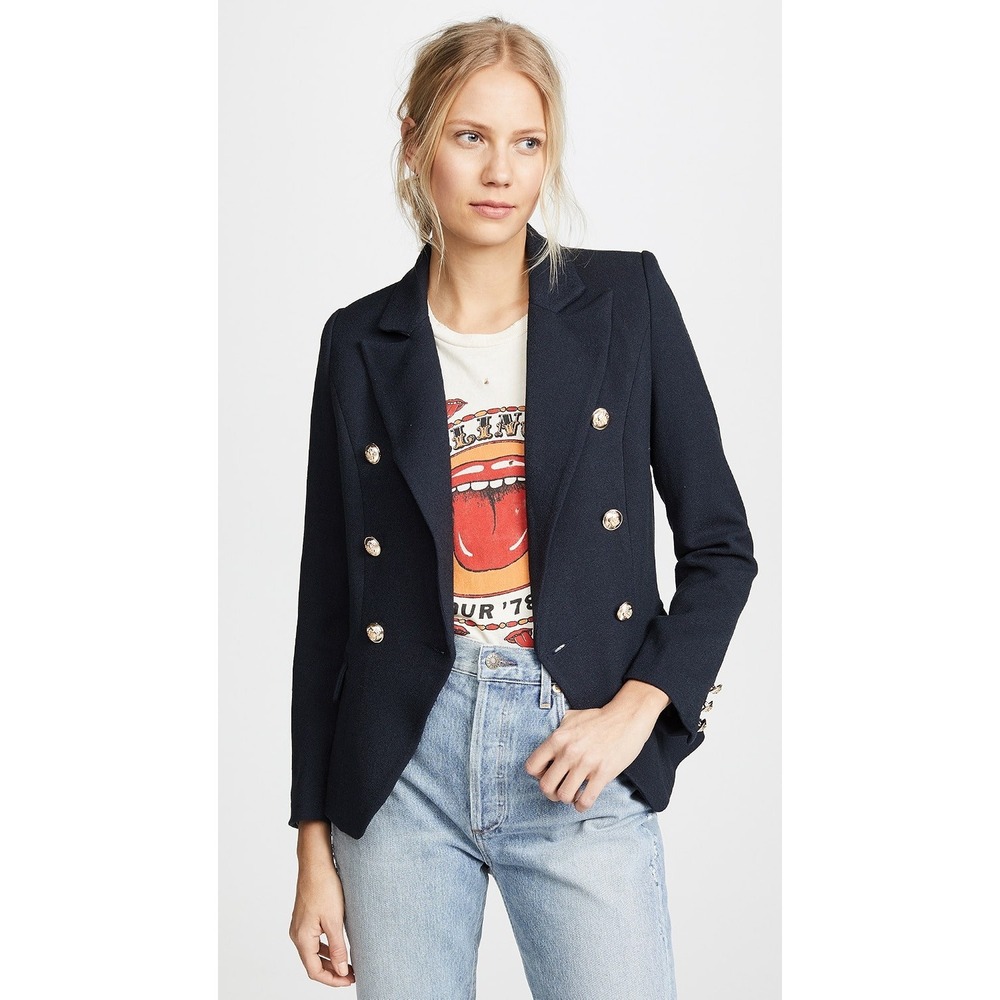 Lioness Palermo Blazer Navy Double Breasted Gold Button Size M